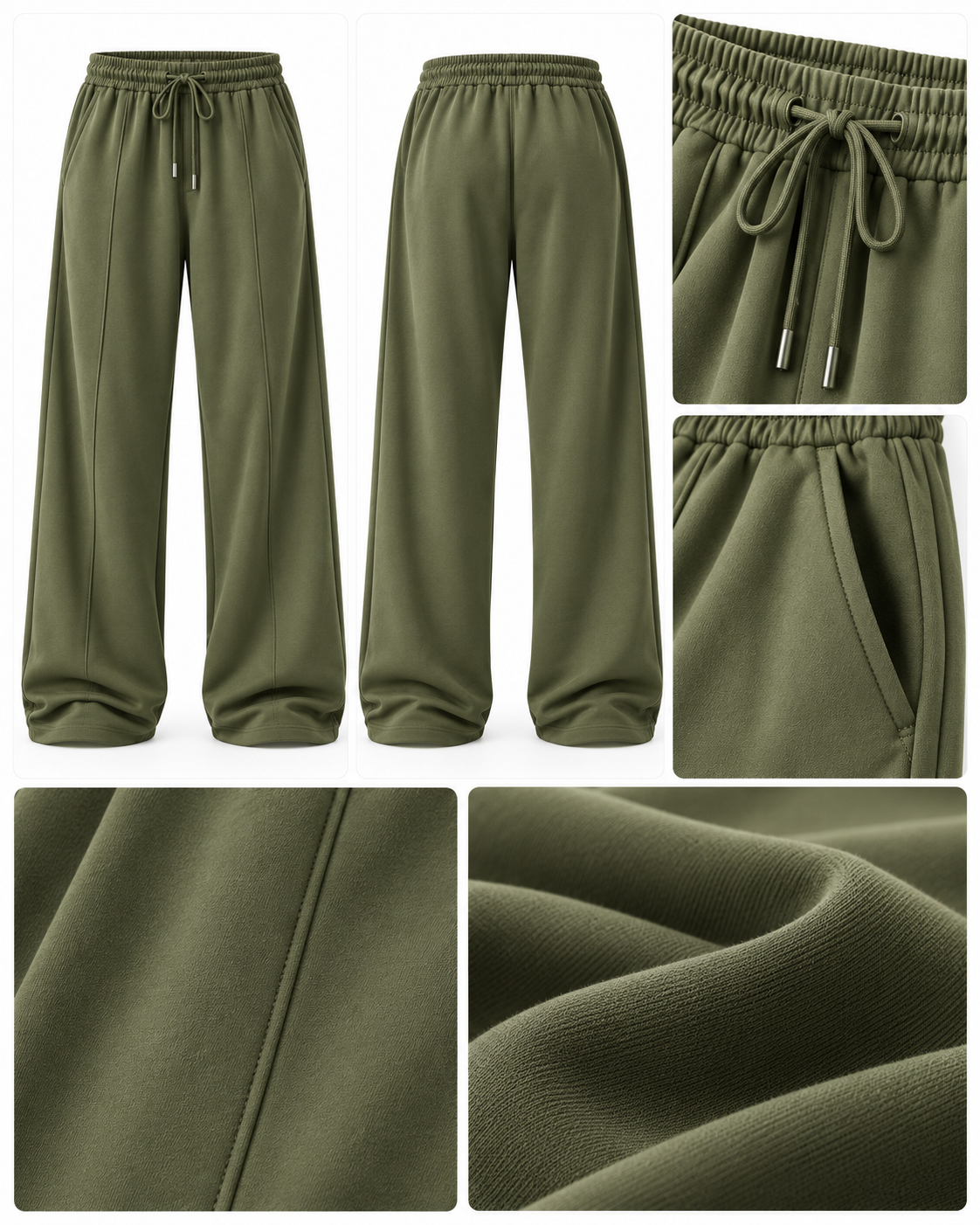 OFF-DUTY WIDE LEG TROUSER — OLIVE MOSS