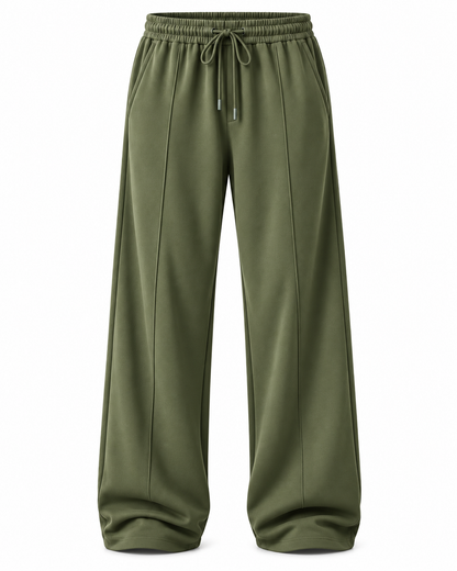 OFF-DUTY WIDE LEG TROUSER — OLIVE MOSS