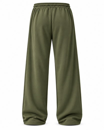 OFF-DUTY WIDE LEG TROUSER — OLIVE MOSS