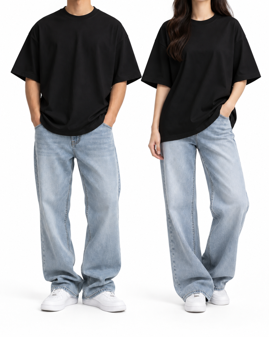 PLAIN OVERSIZED TEE — BLACK